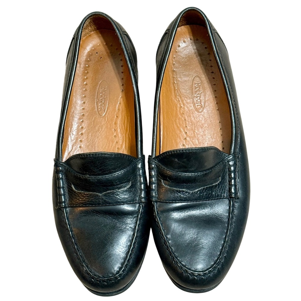 Rockport Mens Black Leather Penny Loafers Made in Brazil M1116 Size 10M Classic